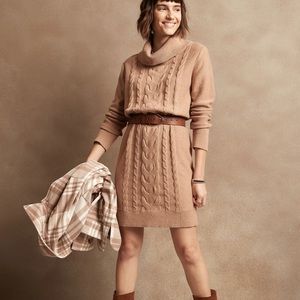 Cable knit sweater dress